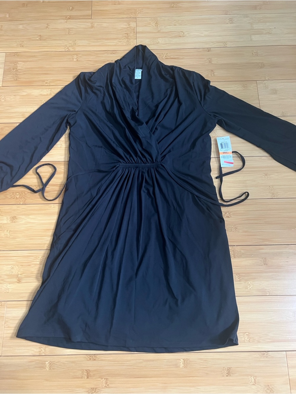 Bar III Black Midi Wrap Dress with Side Ties